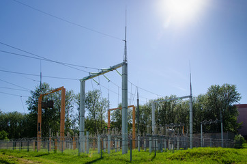 power station behind fence, transformer