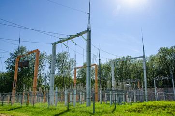 power station behind fence, transformer