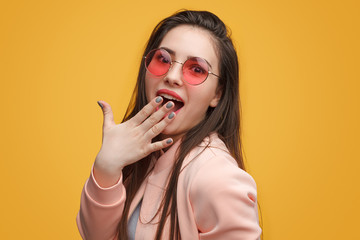 Super excited trendy girl