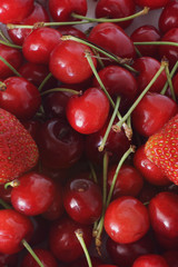 Strawberries and sweet cherries. Berries close-up