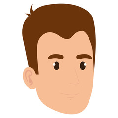 young man head avatar character vector illustration design