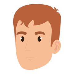 young man head avatar character vector illustration design