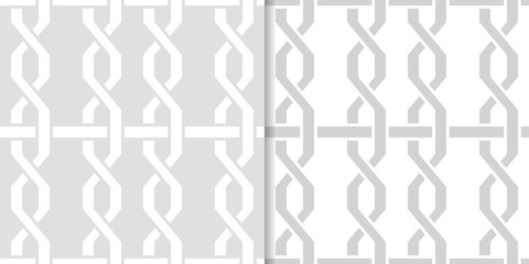 Light gray geometric set of seamless patterns