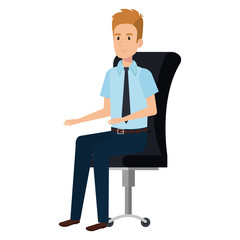 businessman sitting in office chair vector illustration design