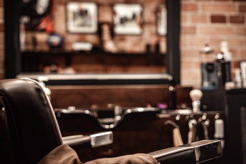 Barbershop chair and blurred background