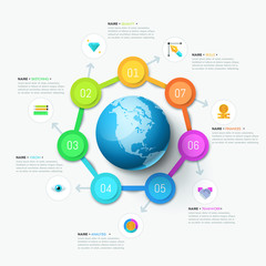 Obraz premium Infographic design layout. Round diagram with 7 circular elements