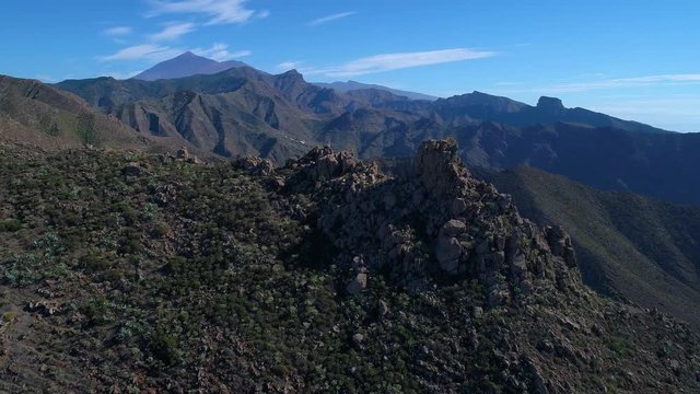 drone flight over high mountains