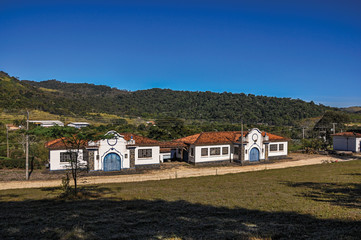 View of typical architecture house of the region, near Monte Alegre do Sul. In the countryside of São Paulo State, a region rich in agricultural and livestock products, southwestern Brazil