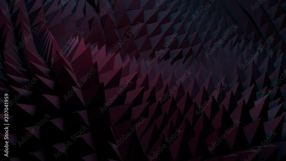 Poster 3d abstract background with sharp spike shapes on the displacement wavy surface. loopable morphing a