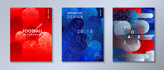 Soccer world international competition abstract  brochure covers, banners set. Dynamic concept modern design, sports, football symbols, soccer ball, Paris 2024 flag color pattern vector template
