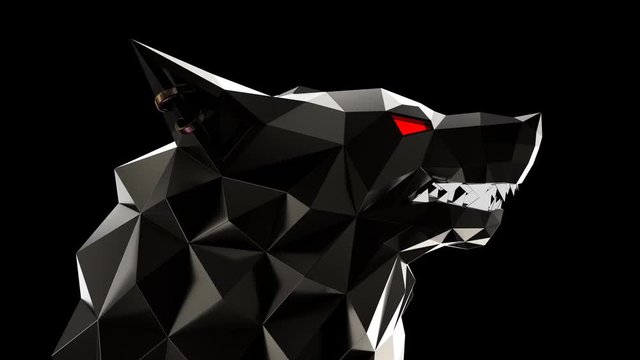 Low Poly Wolf Head VJ Loop - stylized motion graphics which represent roaring wolf's head. It is perfect to use in your next VJ sets, dancefloors and events.