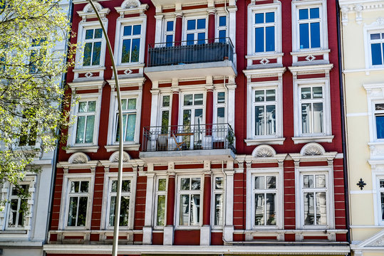 Red houde facade in Hamburg, Germany