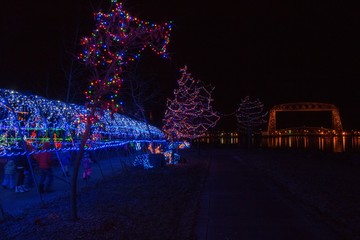 Christmas Lights in Duluth, Minnesota during the Winter Season on Lake Superior Shores
