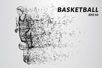 Fototapeta na wymiar Basketball of the particles. A basketball player consists of dots and circles.