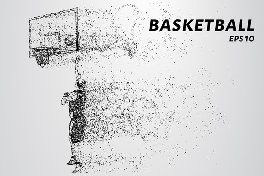 Basketball of the particles. A basketball player consists of circles and dots.