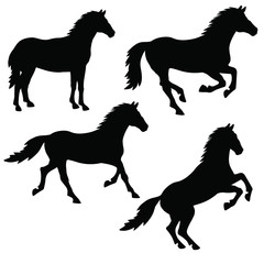 Set of silhouettes of horses