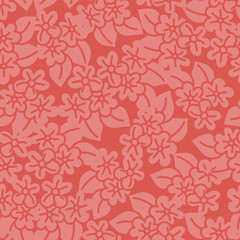 Red hibiscus handdrawn seamless pattern. Great for fabric, wallpaper, and scrap booking. Vector surface pattern design.