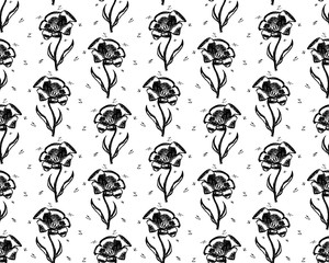 Vector seamless retro pattern, flowers tulip. Can be used for web page background, pattern fills, wallpaper, surface textures.