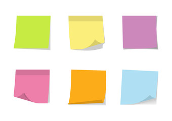 Vector illustration. Set of different colored sheets for notes.
