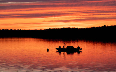 Fishing Boat Sunset in Maine