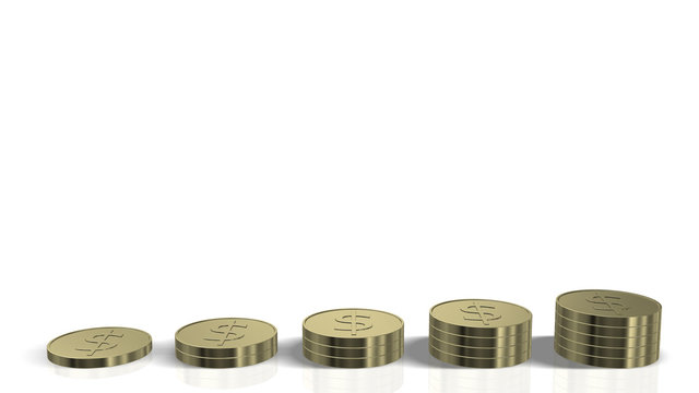 3D Rendering Of Gold Coins In Stacks Showing Growth