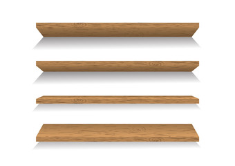Vector illustration. Set of wooden shelves.