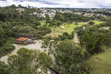 Naklejka premium Curitiba, Parana, Brazil, Tangua Park and city panoramic view