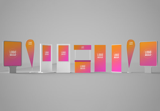 Exhibition Elements in a Row Mockup