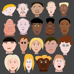 faces of people of different races, emotions