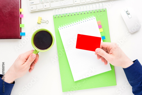 White Desk Male Hands Guy Holding Cup Of Coffee Holding A