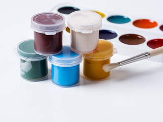 gouache in cans and watercolors