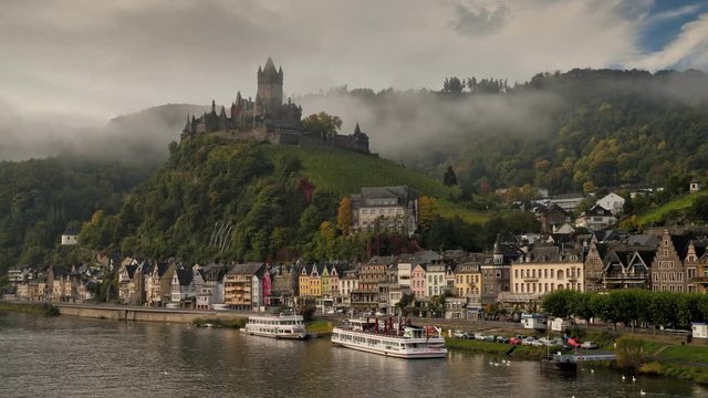 Time lapse, Cochem castle, Rhineland-Palatinate, Germany
