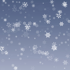 Falling snow. Abstract snowflake background for your winter design. Vector illustration