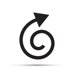 Black spiral arrow on a white