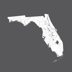 U.S. states - map of Florida. Please look at my other images of cartographic series - they are all very detailed and carefully drawn by hand WITH RIVERS AND LAKES.