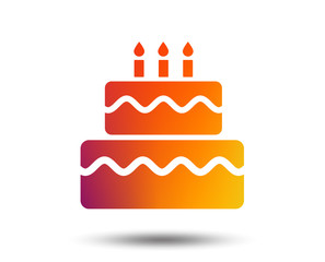 Birthday cake sign icon. Cake with burning candles symbol. Blurred gradient design element. Vivid graphic flat icon. Vector