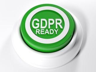 GDPR READY green pushbutton - 3D rendering