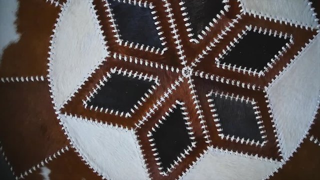 round carpet made of cowhide leather