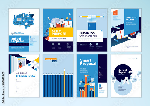 set of brochure design templates on the subject of education school advertising brochure ideas