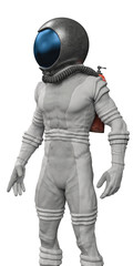 old fashioned astronaut exploring around