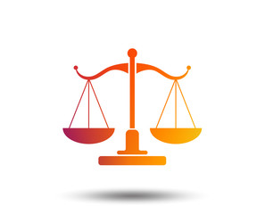 Scales of Justice sign icon. Court of law symbol. Blurred gradient design element. Vivid graphic flat icon. Vector