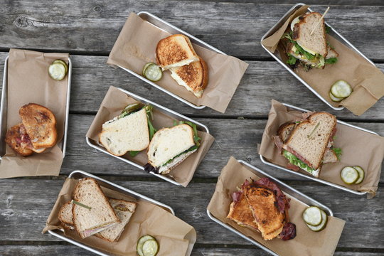 Sandwiches in trays
