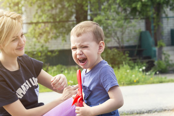 the child cries from insult