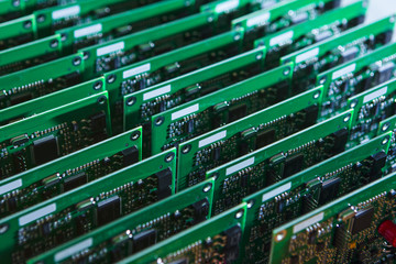 Batch of Ready to Use Printed Circuit Boards with Surface Mounted Components.