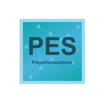 Vector symbol of Polyethersulphone (PES) polymer on the background from connected macromolecules