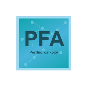 Vector symbol of Perfluoroalkoxy (PFA) polymer on the background from connected macromolecules