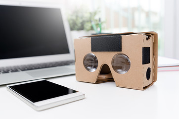 Virtual reality cardboard glasses.