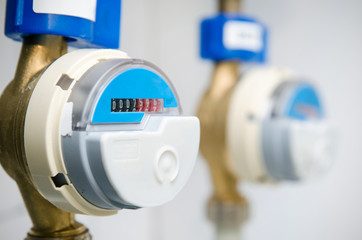 Blue modern radio water counter meter