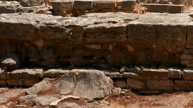 Scenic and detailed view of the ruins in the Minoan Palace of Knossos, Heraklion, Crete, Greece