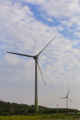 Fototapeta na wymiar Wind turbines produce clean energy.